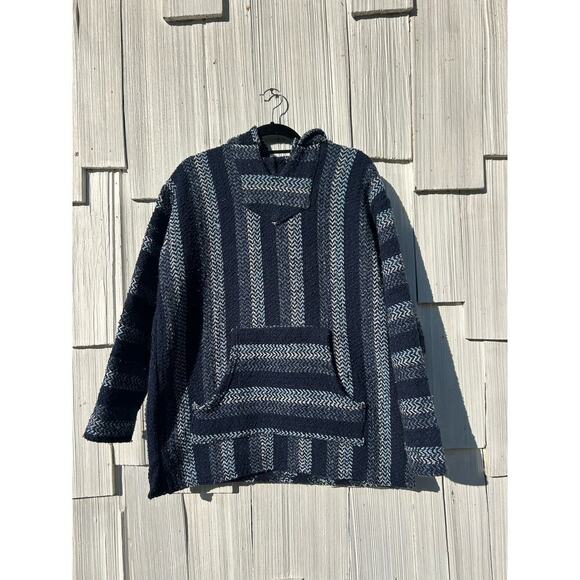 Baja Joe Blue Plaid Jerga‎ Mexican Hoodie XXL - Picture 3 of 6
